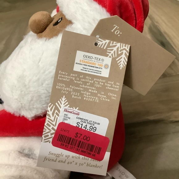 African American Plush Santa with Throw Set - Picture 4 of 4